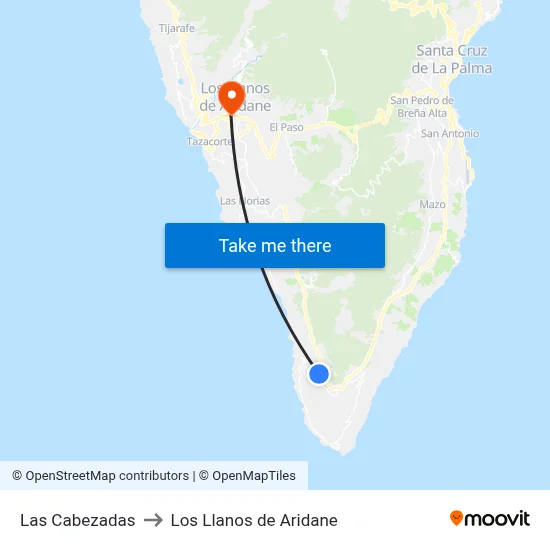 Las Cabezadas to Los Llanos de Aridane map