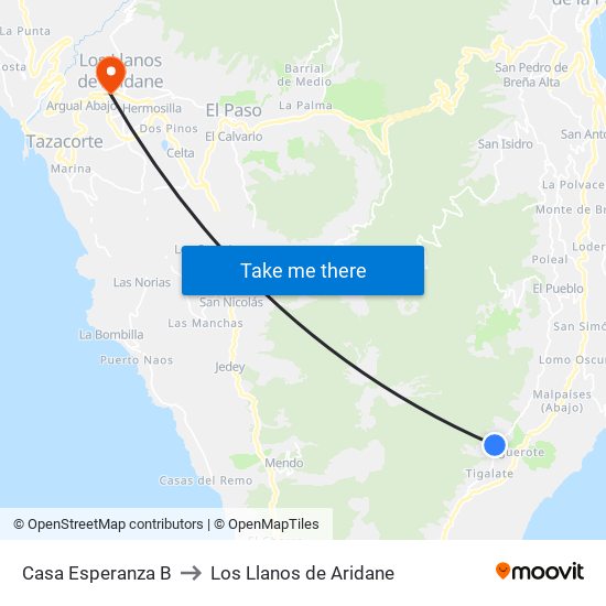 Casa Esperanza B to Los Llanos de Aridane map