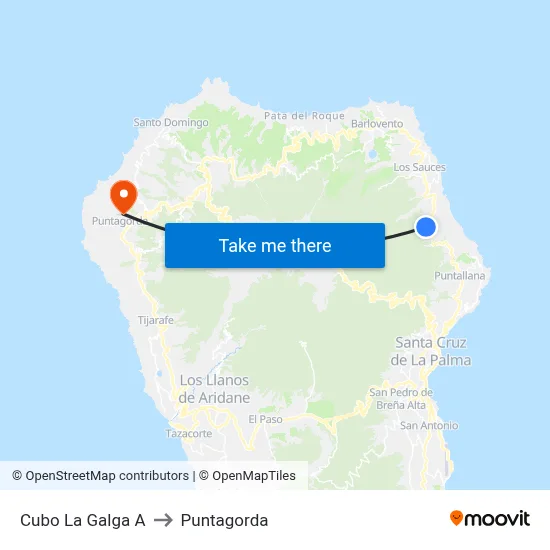 Cubo La Galga A to Puntagorda map
