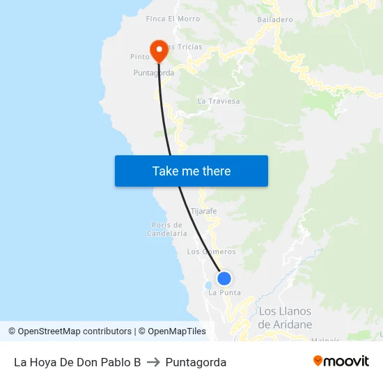 La Hoya De Don Pablo B to Puntagorda map
