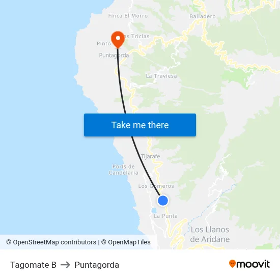 Tagomate B to Puntagorda map