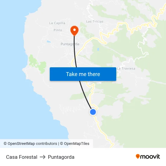 Casa Forestal to Puntagorda map