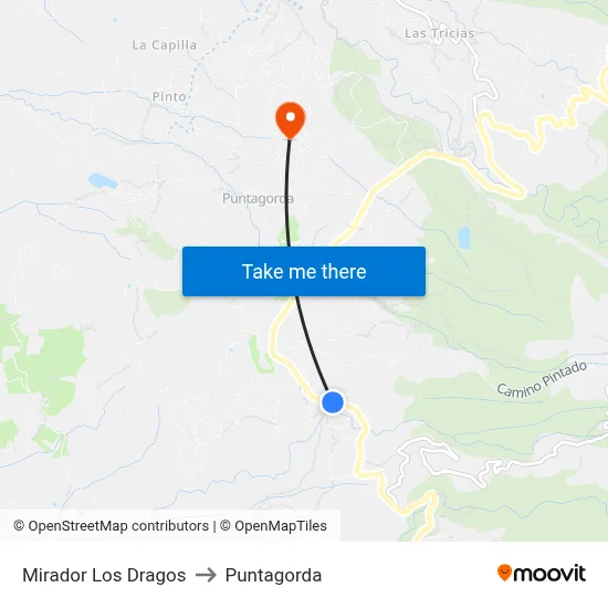 Mirador Los Dragos to Puntagorda map