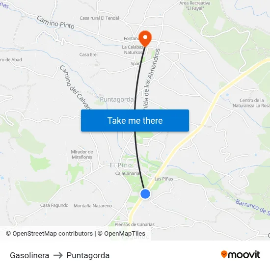 Gasolinera to Puntagorda map