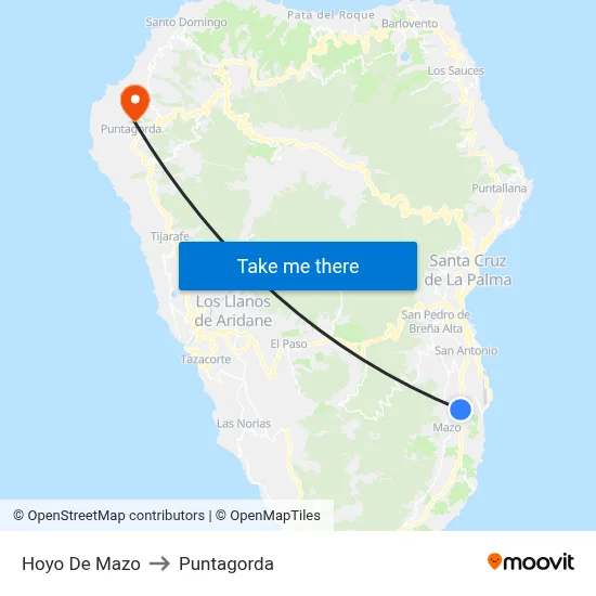 Hoyo De Mazo to Puntagorda map