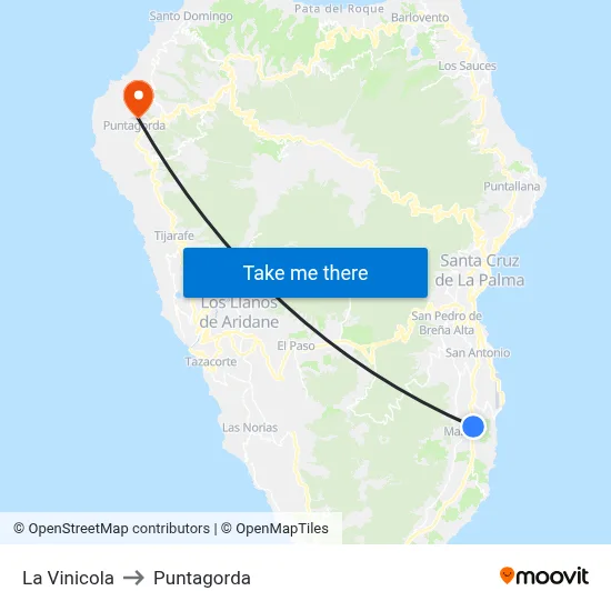 La Vinicola to Puntagorda map