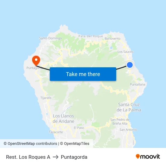 Rest. Los Roques A to Puntagorda map