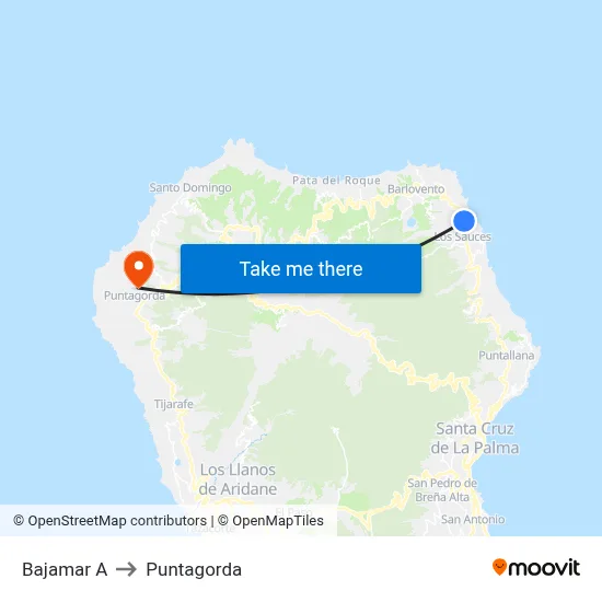 Bajamar A to Puntagorda map