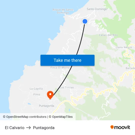 El Calvario to Puntagorda map