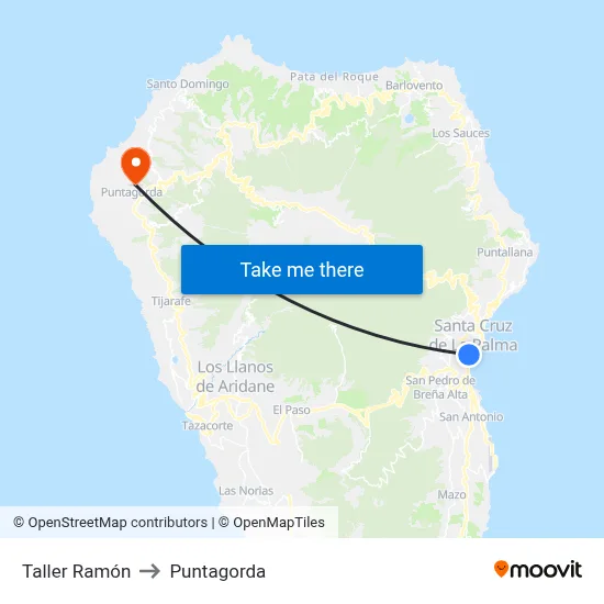 Taller Ramón to Puntagorda map