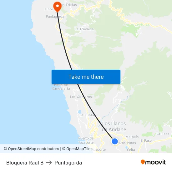 Bloquera Raul B to Puntagorda map