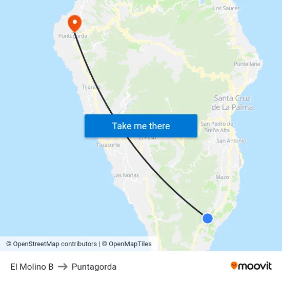 El Molino B to Puntagorda map