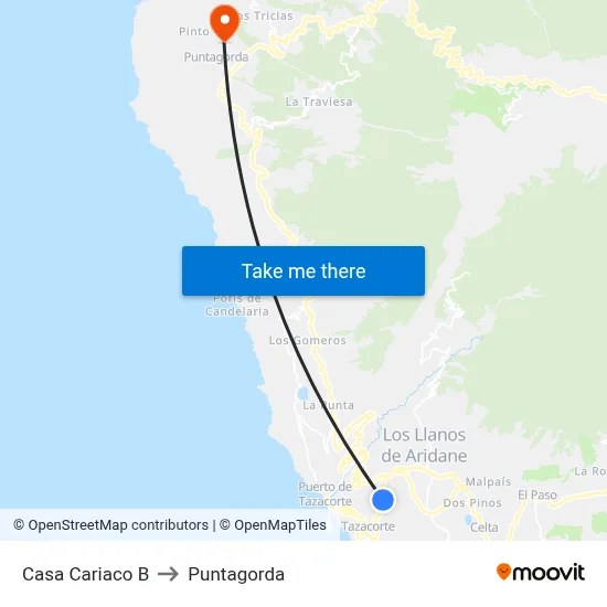 Casa Cariaco B to Puntagorda map