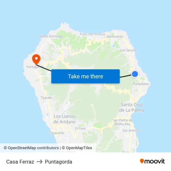 Casa Ferraz to Puntagorda map