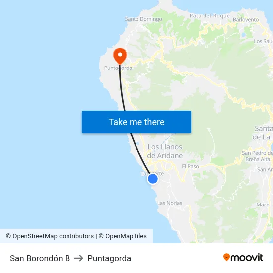 San Borondón B to Puntagorda map
