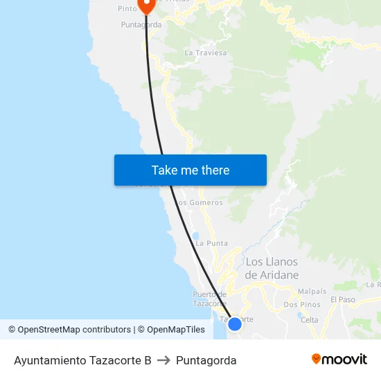 Ayuntamiento Tazacorte B to Puntagorda map