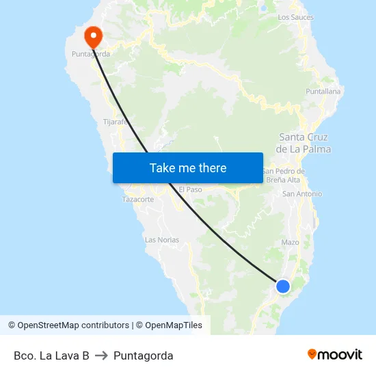 Bco. La Lava B to Puntagorda map