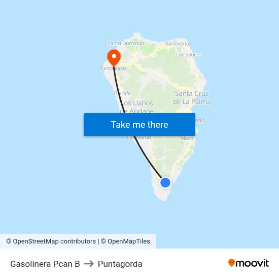Gasolinera Pcan B to Puntagorda map