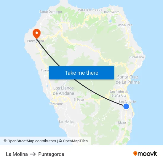 La Molina to Puntagorda map