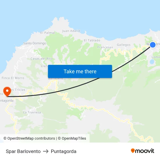 Spar Barlovento to Puntagorda map