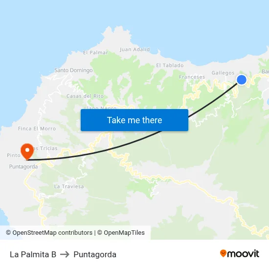 La Palmita B to Puntagorda map