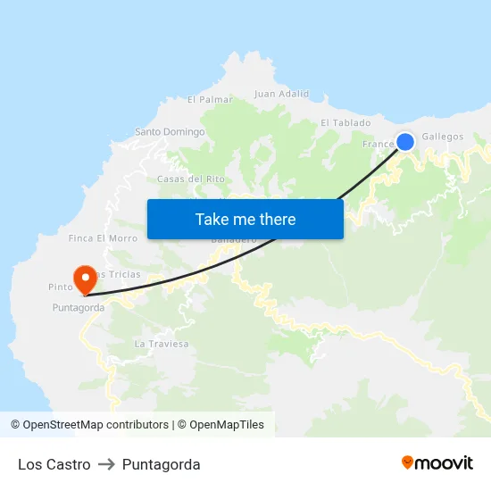 Los Castro to Puntagorda map