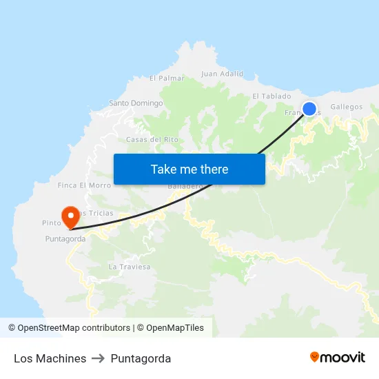 Los Machines to Puntagorda map