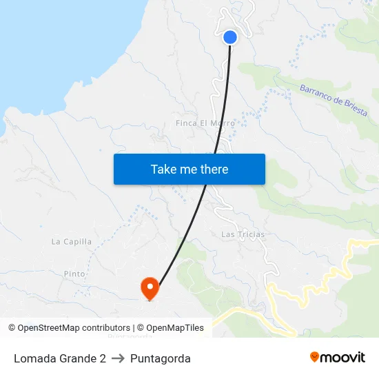 Lomada Grande 2 to Puntagorda map