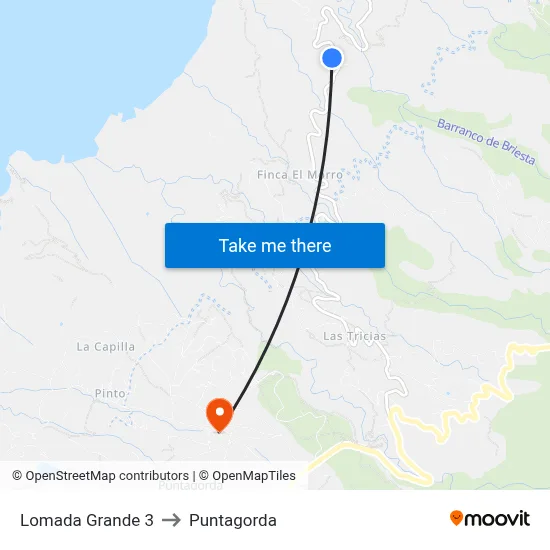 Lomada Grande 3 to Puntagorda map
