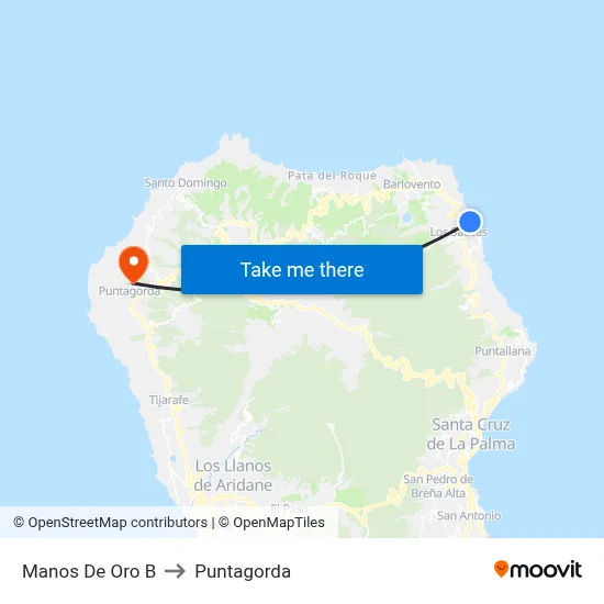Manos De Oro B to Puntagorda map