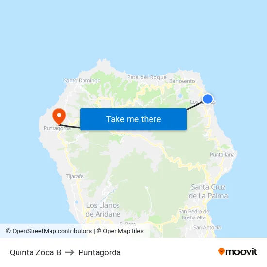 Quinta Zoca B to Puntagorda map