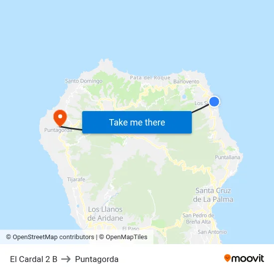 El Cardal 2 B to Puntagorda map