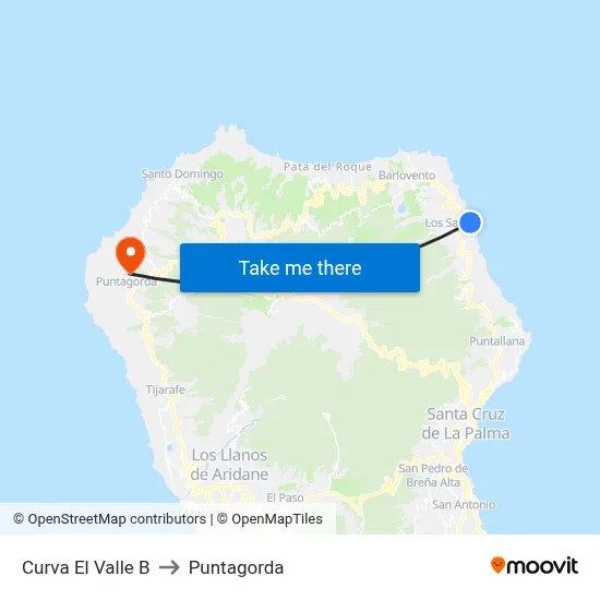 Curva El Valle B to Puntagorda map