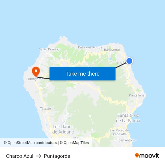 Charco Azul to Puntagorda map