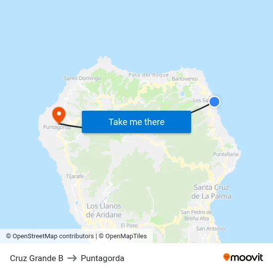 Cruz Grande B to Puntagorda map