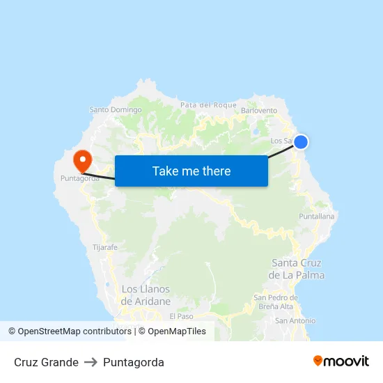 Cruz Grande to Puntagorda map