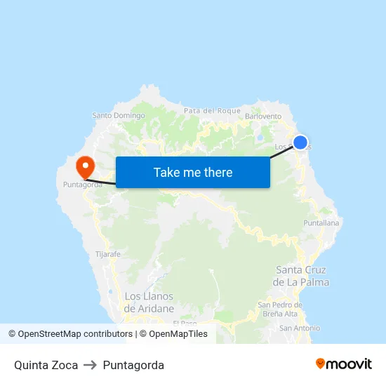 Quinta Zoca to Puntagorda map
