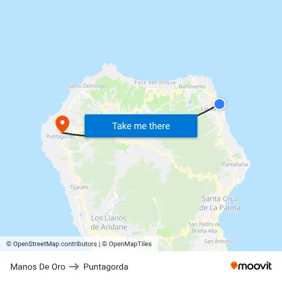 Manos De Oro to Puntagorda map