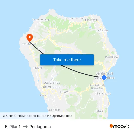El Pilar 1 to Puntagorda map