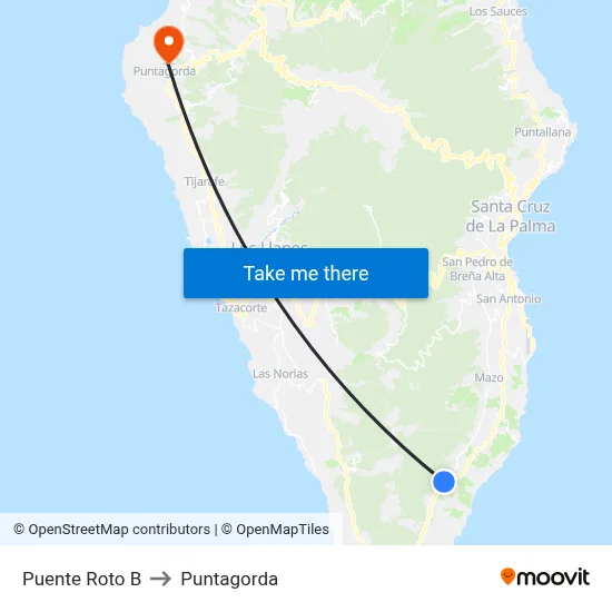 Puente Roto B to Puntagorda map
