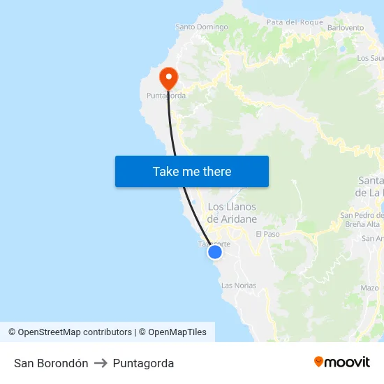 San Borondón to Puntagorda map