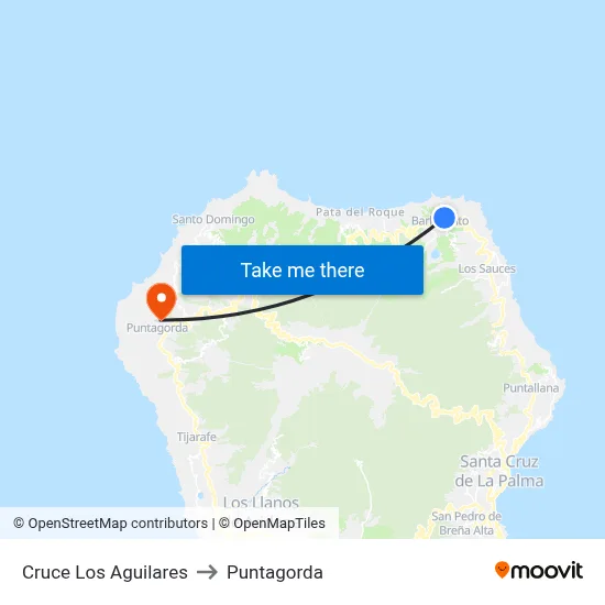 Cruce Los Aguilares to Puntagorda map