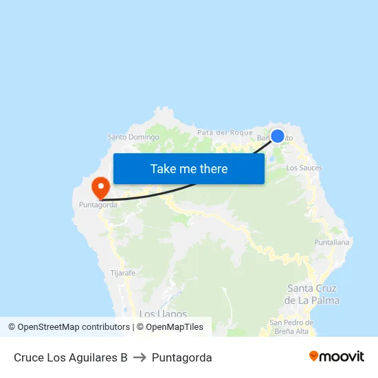 Cruce Los Aguilares B to Puntagorda map