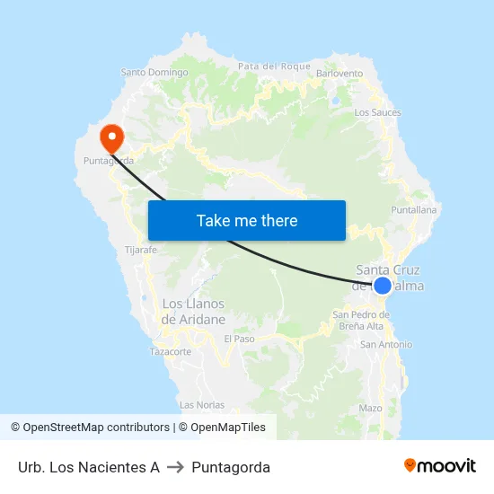 Urb. Los Nacientes A to Puntagorda map