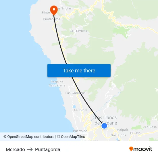 Mercado to Puntagorda map