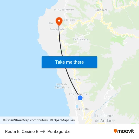 Recta El Casino B to Puntagorda map