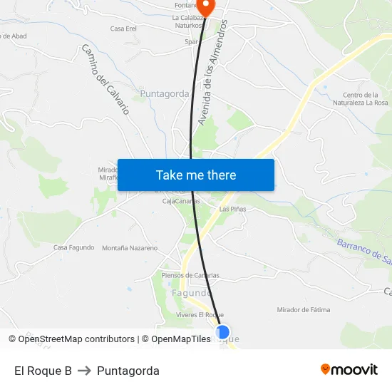 El Roque B to Puntagorda map
