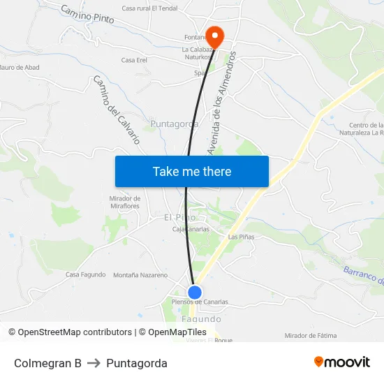 Colmegran B to Puntagorda map