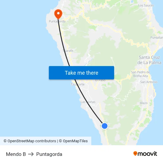 Mendo B to Puntagorda map