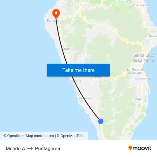 Mendo A to Puntagorda map